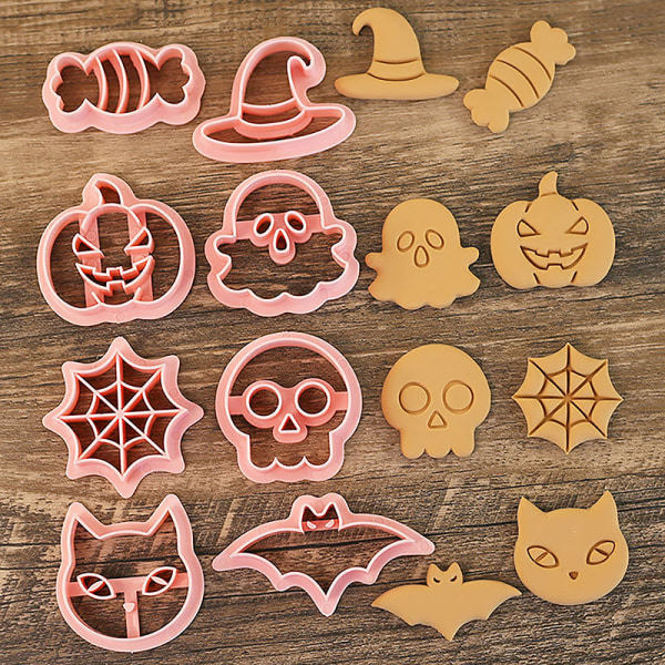 IC 8 st Halloween Kakformar Cookie Ting Mönster Ters Biscuit Fond