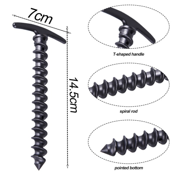 IC Teltpinde 10-pak markankre Teltpinde, 5,7 tommer T-form sort