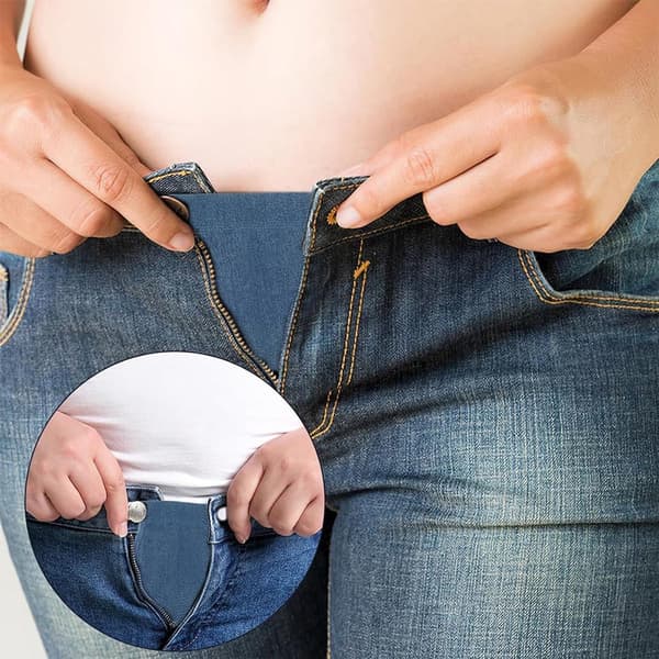 4-delt - taljeforlænger - elastisk - jeans talje - Elastisk - mammabælteforlænger - knapforlænger - Egnet - jeans
