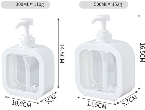 2-pack - Large - Press Bottle - with - Dispenser - 500ml - 300ml - Empty Bottle - Shampoo - Hand Soap - Shower Gel - Dish Soap