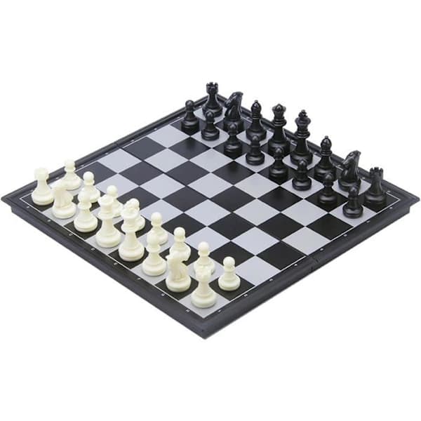 Reisespill - Engelhart - Backgammon/Sjakk - 24 cm - Svart/Hvit - Magnetisk