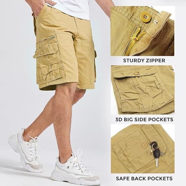 IC Cargo-shorts för män Lättviktsbyxor med multifickor, casual utan bälte