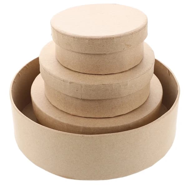 4 Pcs Round Kraft Paper Gift Boxes with Lids Christmas Nesting Blank 2x 2x