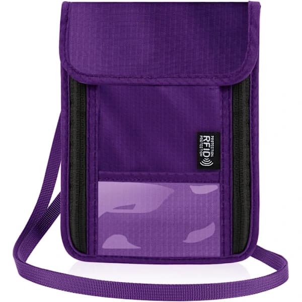 Neck Wallet RFID Protection Waterproof Travel Passport Holder Adjustable Strap