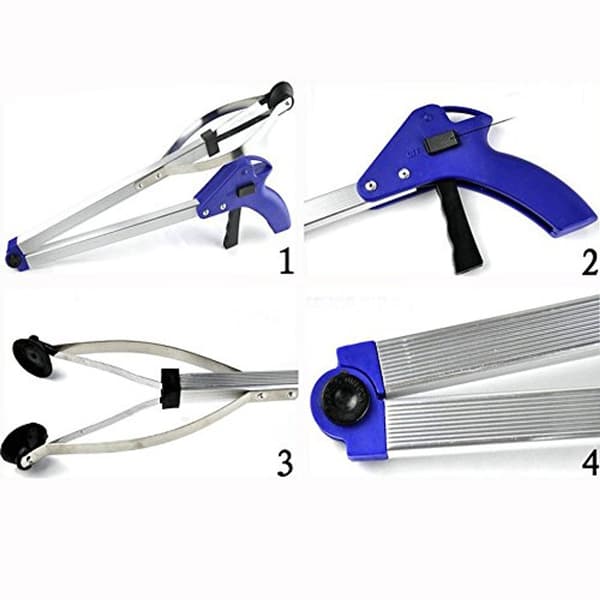 Teleskopisk foldbar gribearm, blå, 80 cm, multifunktionel aluminium til ældre og handicappede