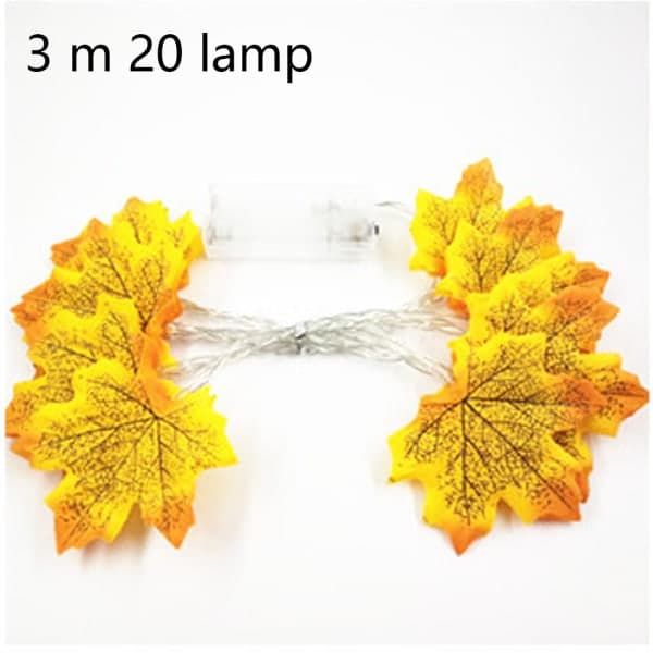 IC Efterårs Løvfældende Maple Leaf Garland Feelygter Vandafvisende Lysstreng Nr. 7 farve 3 meter 20 lys