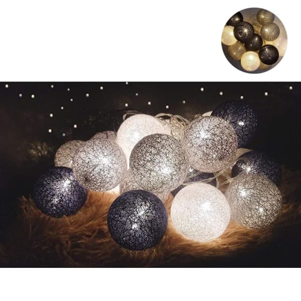 IC LED-lyslenke bomullsballer USB, 3m 20 bomullsballer, interiørdekorasjon