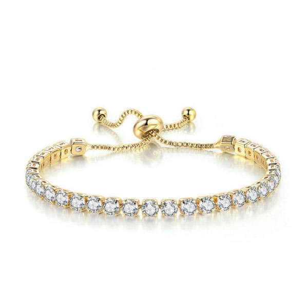 IC Hvidguldbelagt diamant+zirkonia justerbart armbånd