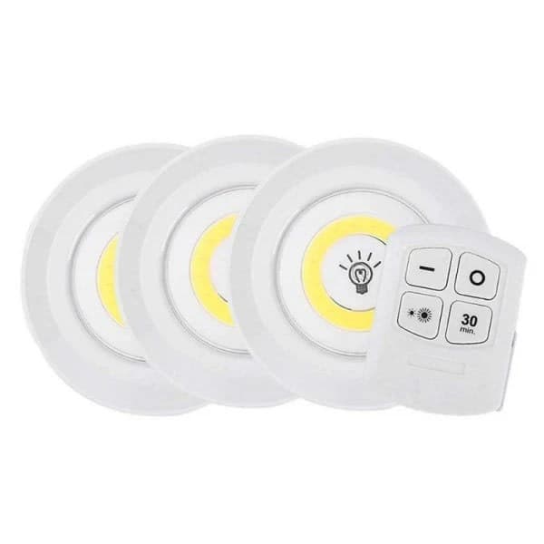 3-pakkaus LED-kohdevalaisimia kaukosäätimellä - Lämmin valo