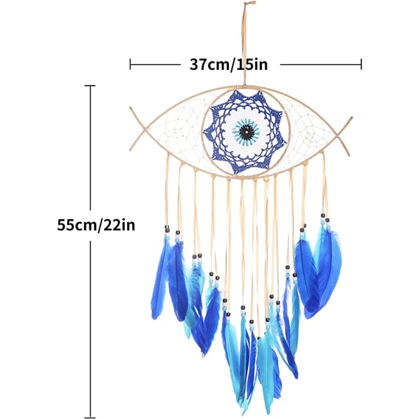 IC CNE 2 stk Ondt Øje Drømfanger Boho Væghæng (Blå)