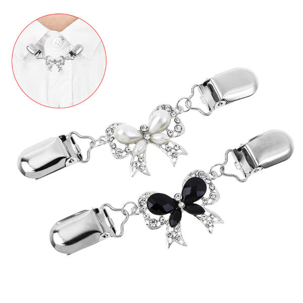 IC Mode Rosett Cardigan Neuletakki Bloussi Pin Sjal Brossiklipsit Valkoinen