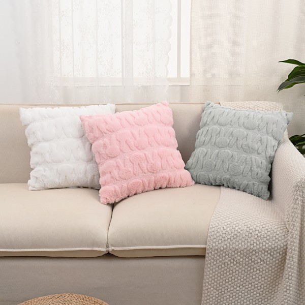 Nordisk Påskehare Putetrekk Plysj Jacquard Stue Sofa Pute Seng Pute Putetrekk Light gray rabbit Pillowcase + pillow core