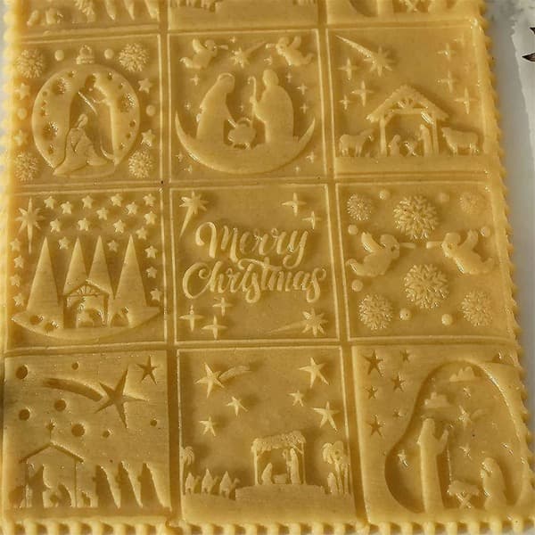 IC Nativity graverad non-stick trä präglad deg Roller kavel