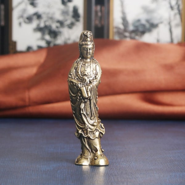 IC Antik Kopper Buddha Guanyin Bodhisattva Statue Hjemdekorasjon