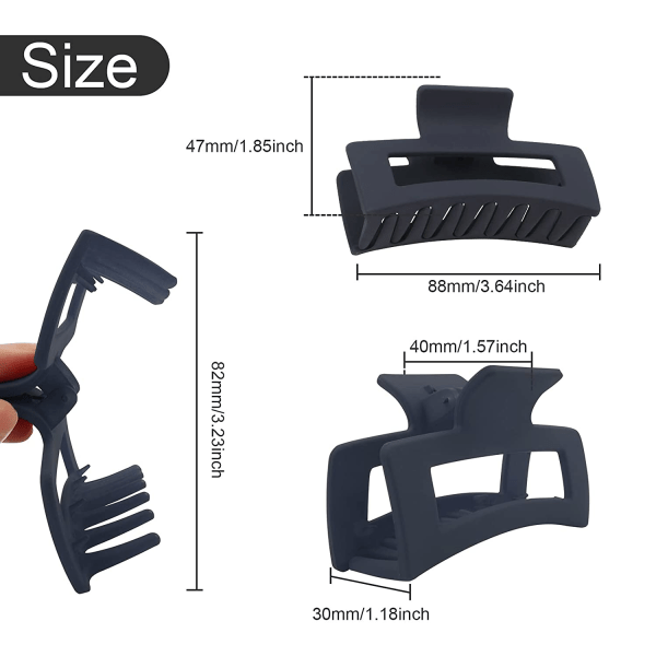 IC Hårklemmer, hårtilbehør for kvinner og jenter med tynt hår, hårklemmer med sterkt grep (3,5 tommer, matt mørkegrønn + mørkeblå)