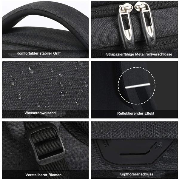 IC Ryggsäckar för bärbar dator med USB-laddningsportar Skolryggsäckar för tonåringar med laptopfack och stöldskyddsficka