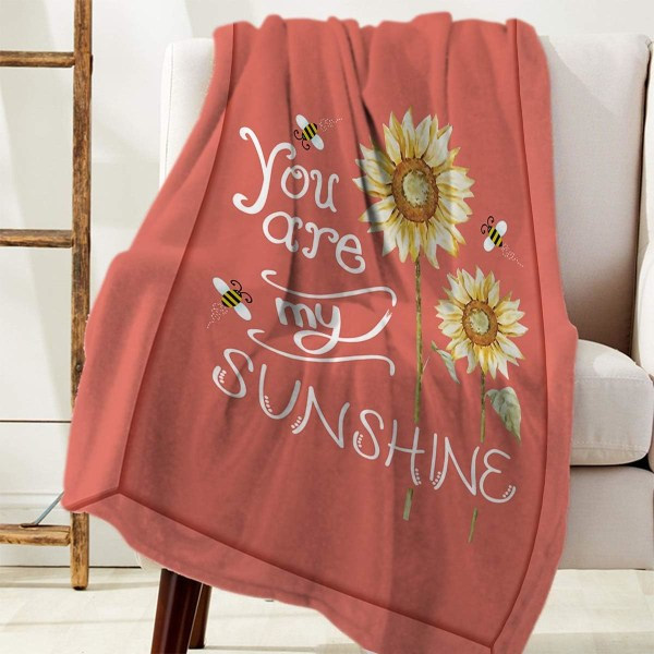 IC Solsikke Kast 40x50 tommer Sengtæpper Fluffy Cozy Plush FleeceThrow tæppe til sofa, til bedste venner