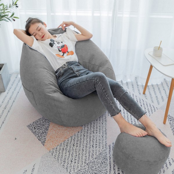 Bønnepose for barn Sofa Stol Oppbevaring, Lazy Bean Bag Cover Yellow