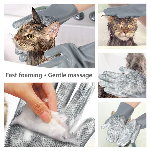 Plejehandsker til kæledyr med femfingret design - Silikone til hunde og katte