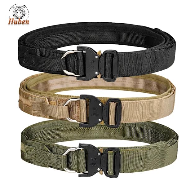 Double-layer thickened tactical belt CS outdoor double-layer belt upgraded version Cobra nylon belt olive drab 125cm olive drab 125cm