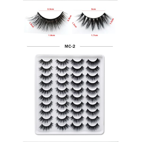 IC Lösögonfransar Faux Mink Fransar 20 Par Lång Dramatisk Fluffig Volym Naturliga Falska Ögonfransar Värdepaket MC-7