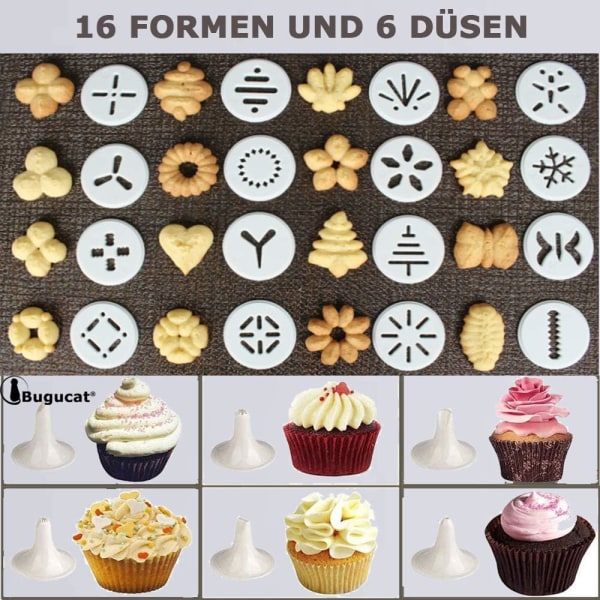 IC Konditorpresse med 16 maler og 6 kaketips