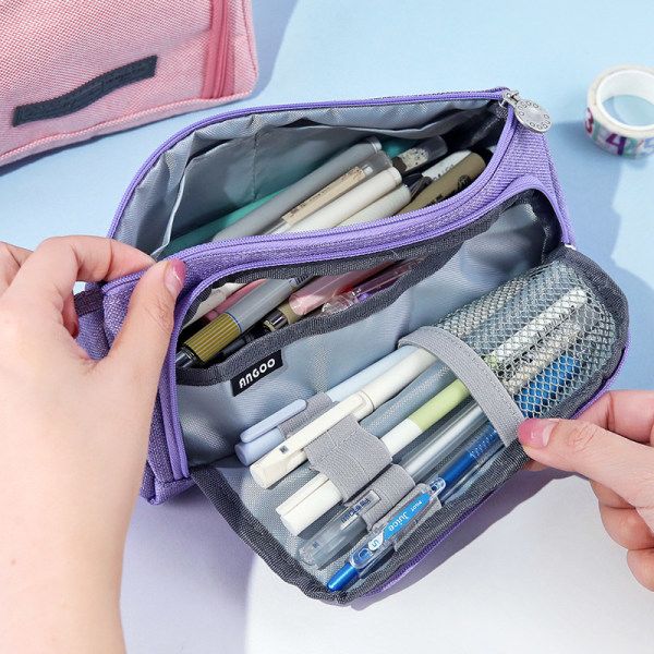 IC Multifunktionellt fodral med stor kapacitet Premium canvas pennfodral brevpapper organiserare för tjej dam