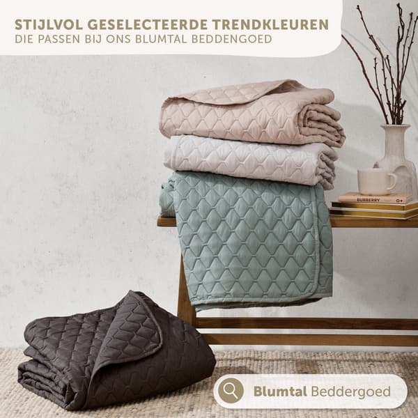 Blumtal Quiltet Sengetæppe 220 x 240 cm, OEKO-TEX Certificeret Sengetæppe til 160 x 200 cm Senge og Sofa, Antracit