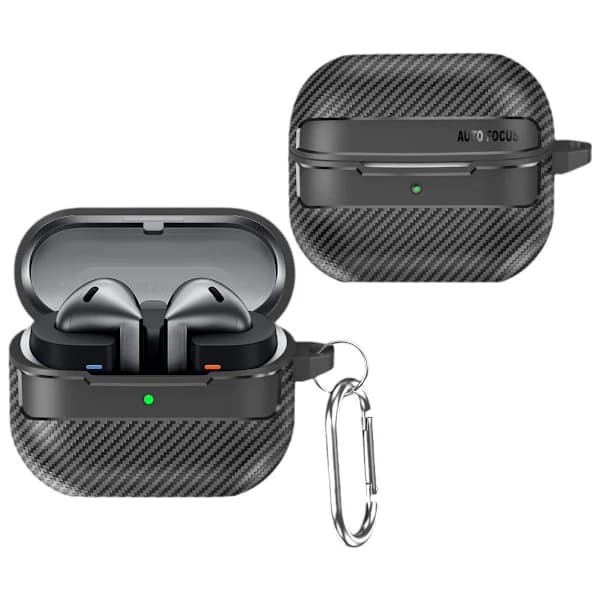 Kulfiber beskyttelsesetui til Samsung Galaxy Buds3/3pro Sort Sort Svart