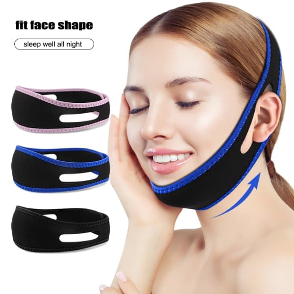 IC Anti Snorke Hakestropp Nylon Elastisk Pustende Anti Snorke Hake Blå