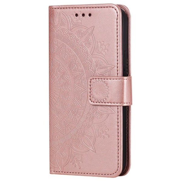 IC iPhone 12 Pro Max - Mandala Läder Fodral - Roséguld Roséguld Roséguld