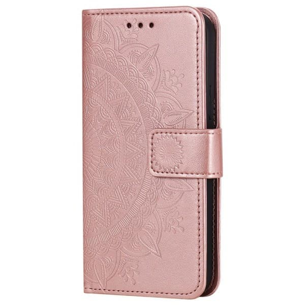 iPhone 12 Pro Max - Mandala Læder Etui - Rosaguld Rosaguld Rosaguld