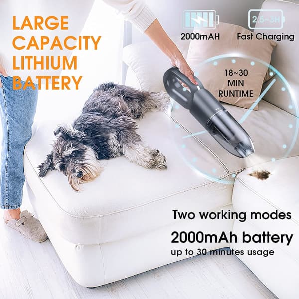 IC 6500Pa kraftfull sladdlös handdammsugare, 2000mAh batteri