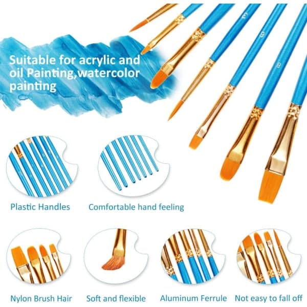 IC 10 ST Konstnärs Penslar Set Multifunktionell Nylon Penslar