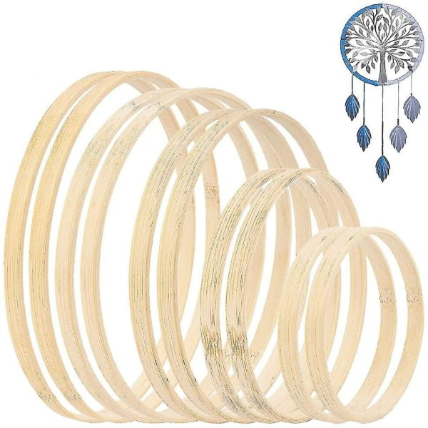 CNE 10-pack kransring, makramé bambu trä blommor Ho