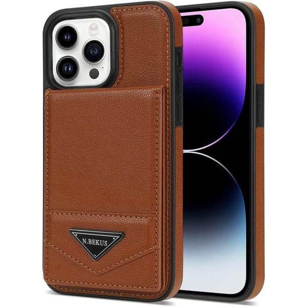 IC Puhelimen Kotelo Yhteensopiva iPhone 15 Pro Max:n kanssa Korttipaikka Puhelimen Kotelo Nahka Puhelimen Kotelo Telakointityyppi Puhelimen Kotelo Ruskea