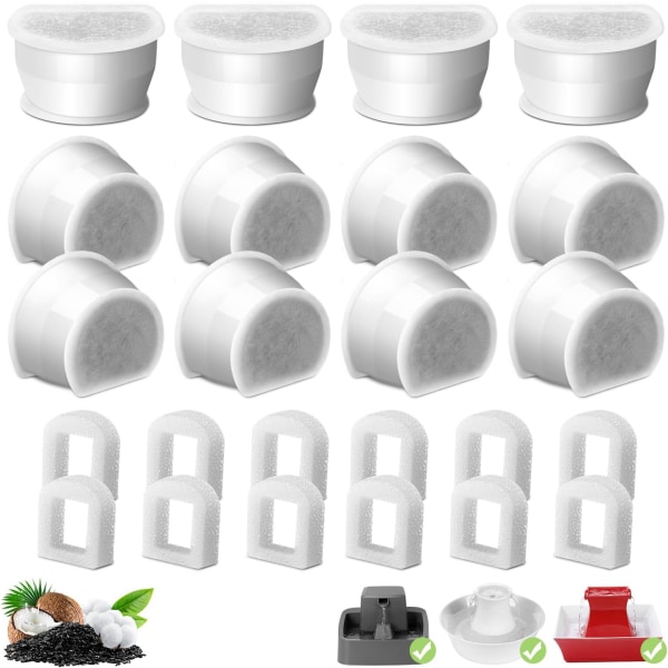 12-pack ersättningskolfilter för kattfontän, 12 vattenfontänfilter och 12 utbytesskum för keramisk pagod Avalon Butterfly Sedona A 12-pack 12-Pack