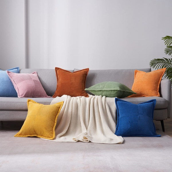2-pack Dammrosa Dekorativa Kuddfodral 18x18 tum för Vardagsrum Soffa, Mjukrandig Manchester Fyrkantigt Case 45x45cm