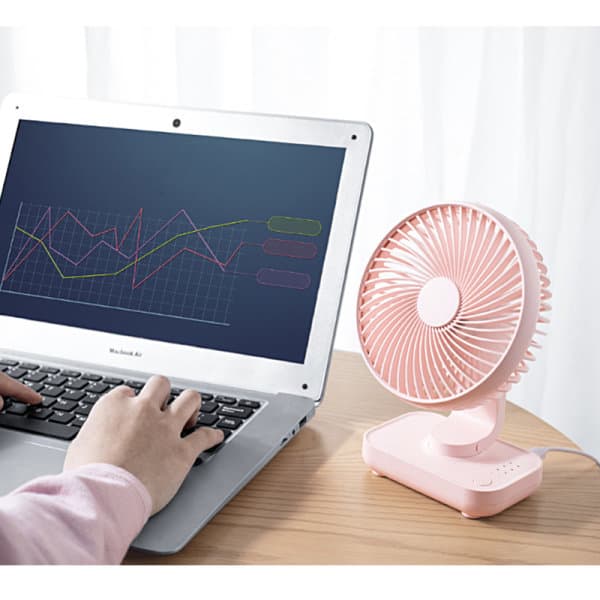 IC skrivebordsblæser, lille stille USB-blæser (rosa uden bobble head)