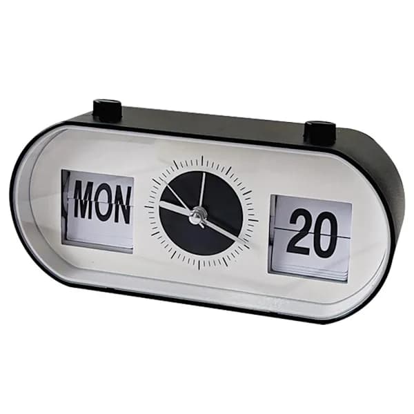 Manual Flip Clock Desk Alarm Clock Calendar Clock Black