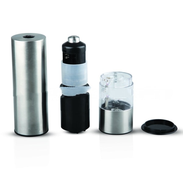 IC Salt- eller pepparkvarn - Batteridrevet sett Elektrisk pepparkvarn - Rostfritt stål svartpepparkvarn & Himalaya Pink Salt Shaker med LED-lys