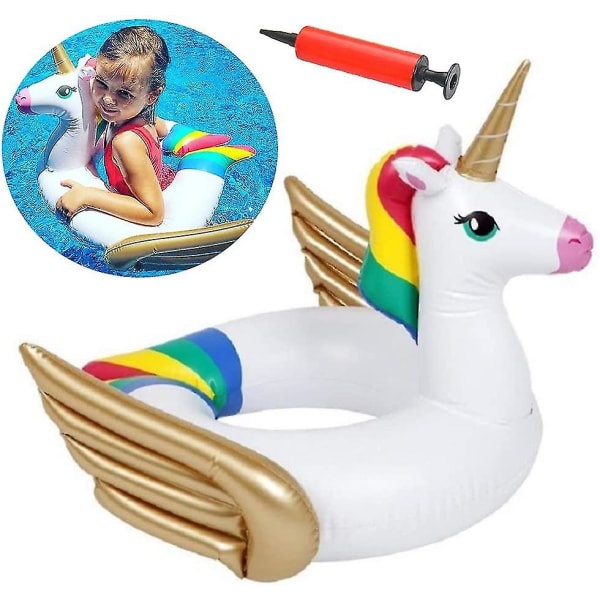 IC Unicorn Bademadras Opblæsbar 60cm Børne Sommer Pool Float med Hurtigventil