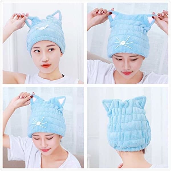 IC 2-pack Ultra Absorberande Hår Snabbtorkande Handduk Microfiber Wrap Turban