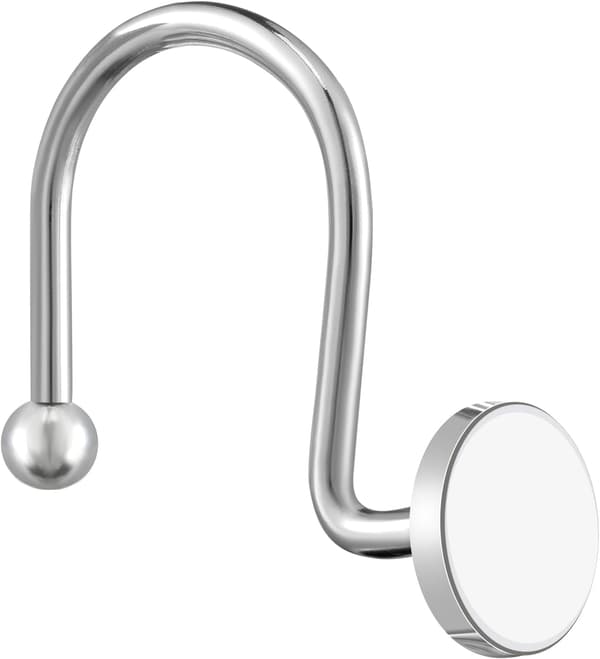 12-pak badeforhængskroge – sølv – metal – rustfrit – S-formet – glat glidende