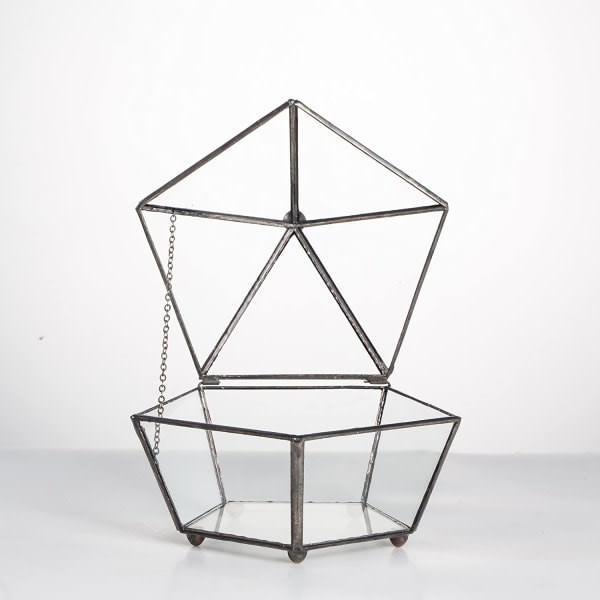 IG Lite glass geometrisk terrarium lukket juvelformet New Small Black Footed