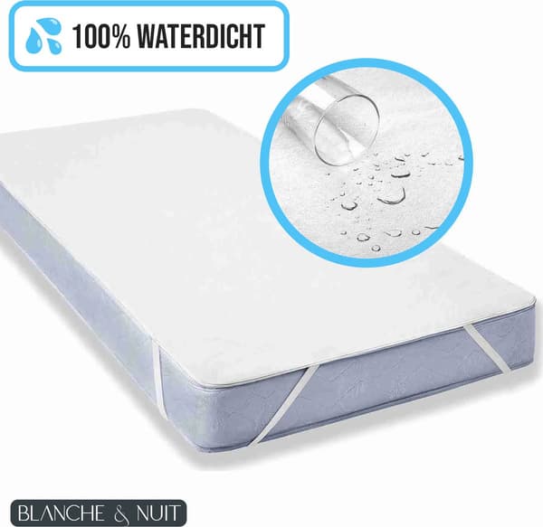 Vanntett Madrassbeskytter 180x200 cm, Vaskbart Pustende Bomullstrekk med 4 Elastiske Hjørnestropper, Hypoallergenisk