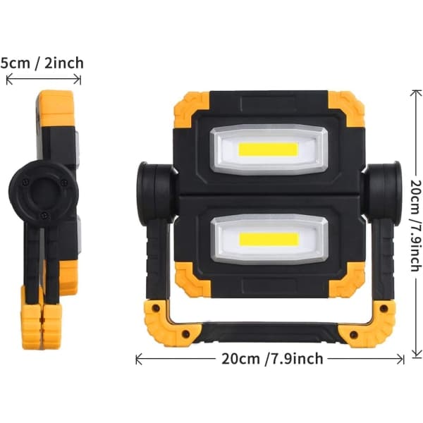 IC Bærbar LED-spotlight, IP44 vanntett 2X10W COB Arbeidslys