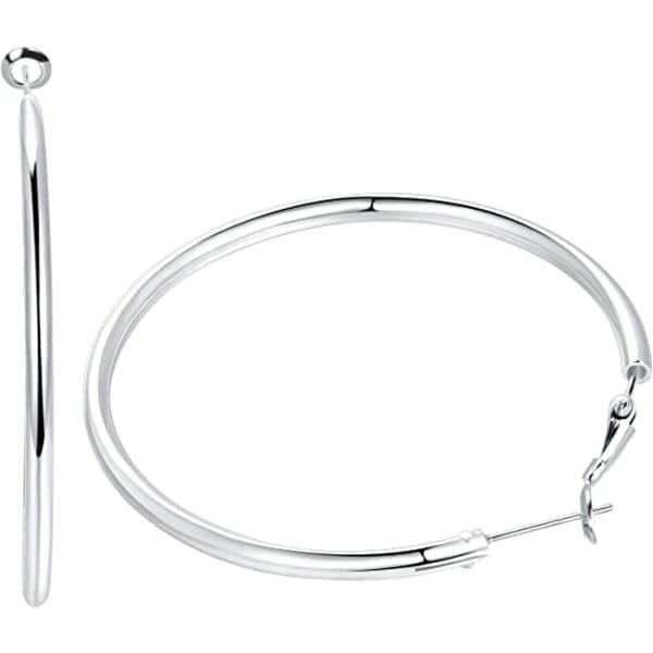 IC 3 par Sterling Sølv Post Hoop øredobber (40/50/60MM) sølv