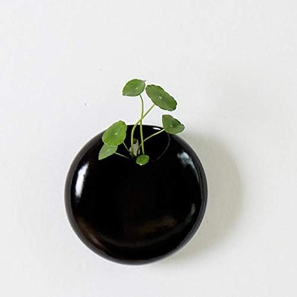 Sæt med 2 mini hvide/sorte keramiske blomsterpotter