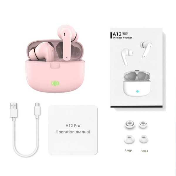 IC Helt Trådlösa Pro TWS Bluetooth Stereo In-Ear Hörlurar USB-C Rosa